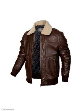 Men's Leather Bomber Aviator Jacket Top Grain New Zealand Lambskin